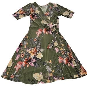 Gilli Dress Womens Small Floral Wrap‎ Midi Half Sleeve Boho Made in USA Spring